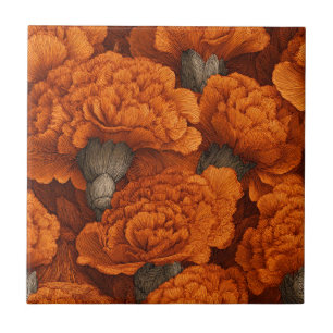 Trendy Art Nouveau Carnation Tiles For Bathroom