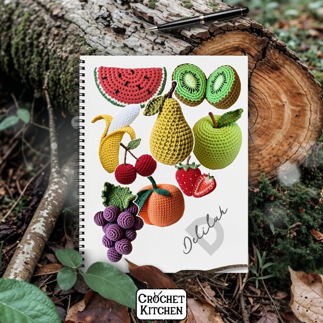 Trendy Artistic Rainbow Crochet Fruit Collage Notebook (Creator Uploaded)