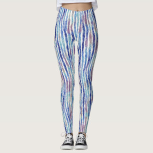 Trendy Artsy Colourful Stripes Watercolor Pattern Leggings