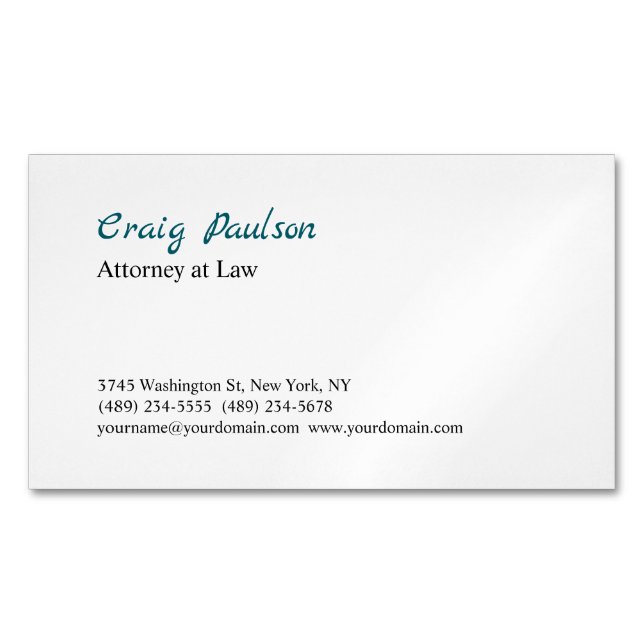 Trendy Attorney at Law Unique Special Magnetic Business Card (Front)