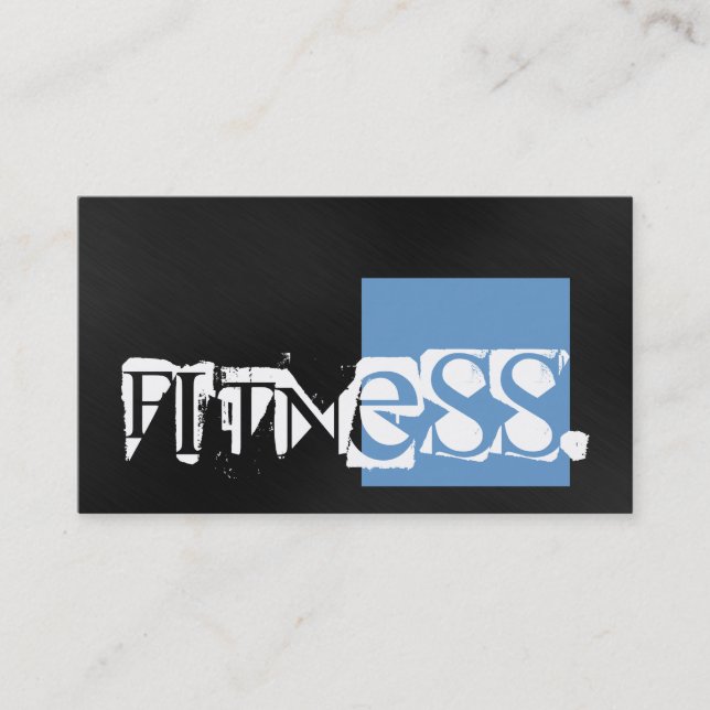 Trendy Attractive Blue Grey Fitness Business Card (Front)