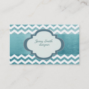 Trendy attractive chevron silvery blue business card