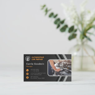 Trendy Automotive Car Repair Custom Business Card