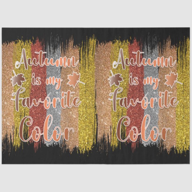 Trendy Autumn Glitter Leaves Tissue Paper (Front)
