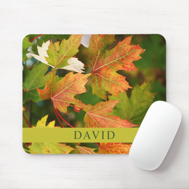 Trendy Autumn Leaves Mouse Mat (With Mouse)