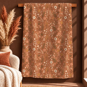 Trendy Autumn Terracotta Sage Botanical Blanket