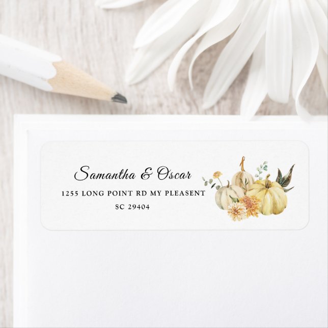 Trendy Autumn Watercolor Pumpkin & Flowers (Insitu)