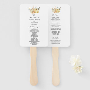 Trendy Autumn Watercolor Pumpkin & Flowers Hand Fan