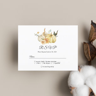 Trendy Autumn Watercolor Pumpkin & Flowers Invitation Postcard