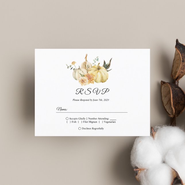 Trendy Autumn Watercolor Pumpkin & Flowers Invitation Postcard (Creator Uploaded)