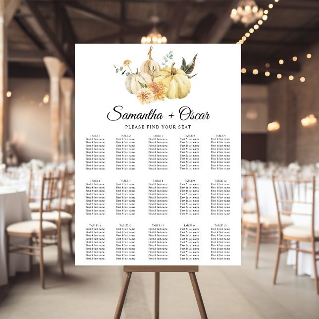 Trendy Autumn Watercolor Pumpkin & Flowers Poster (Creator Uploaded)