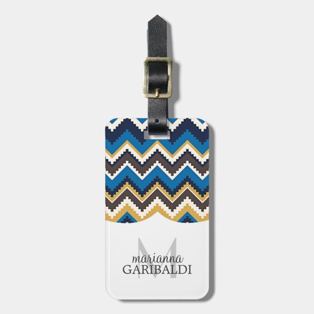 Trendy Aztec Print  Personalised Luggage Tag (Front Vertical)