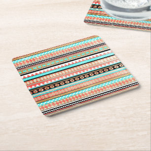 Trendy aztec square paper coaster