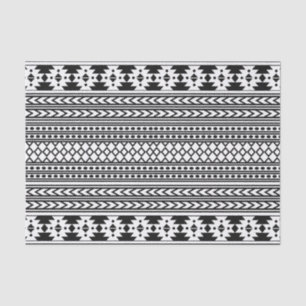 Trendy Aztec Tribal Print Geometric Pattern(Black) Tissue Paper