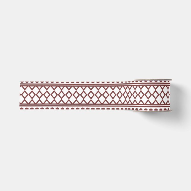 Trendy Aztec Tribal Print Geometric Pattern(Red) Grosgrain Ribbon (Front)