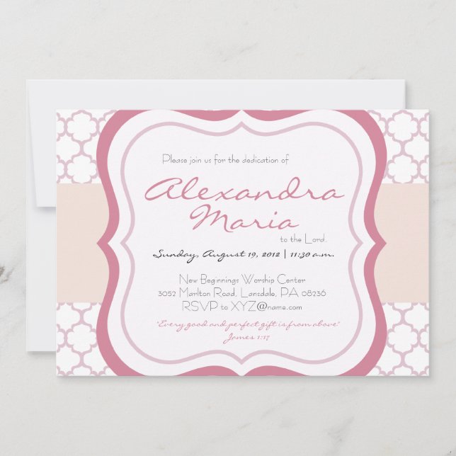 Trendy Baby Dedication Christening Invitation (Front)