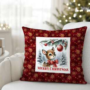 Trendy Baby Fawn Cozy Winter Kids Room Decor Xmas Cushion