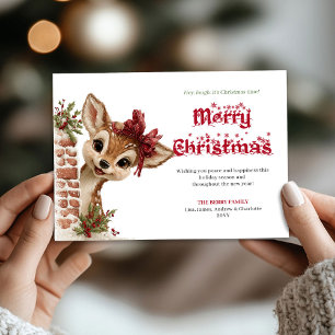 Trendy Baby Fawn Funny Cartoon Holiday Greeting  Card