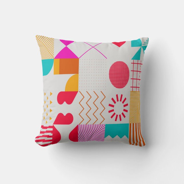 Trendy background with simple shapes. Colourful ge Cushion (Front)