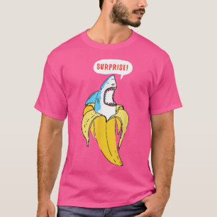 Trendy Banana Shark Surprise Humour T-Shirt
