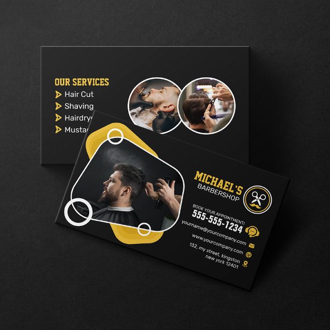 Trendy Barbershop Hair Styling Barber Shop Haircut Business Card (Creator Uploaded)