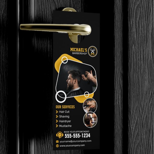 Trendy Barbershop Hair Styling Barber Shop Haircut Door Hanger (Creator Uploaded)