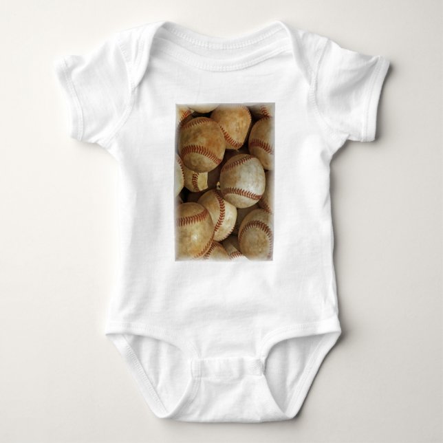 Trendy Baseball Artwork Baby Bodysuit (Front)