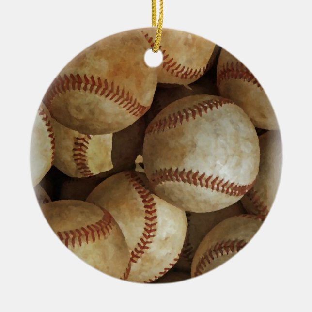 Trendy Baseball Artwork Ceramic Tree Decoration (Front)