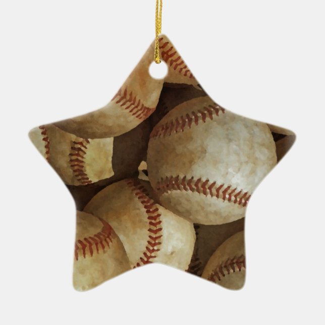 Trendy Baseball Artwork Ceramic Tree Decoration (Front)