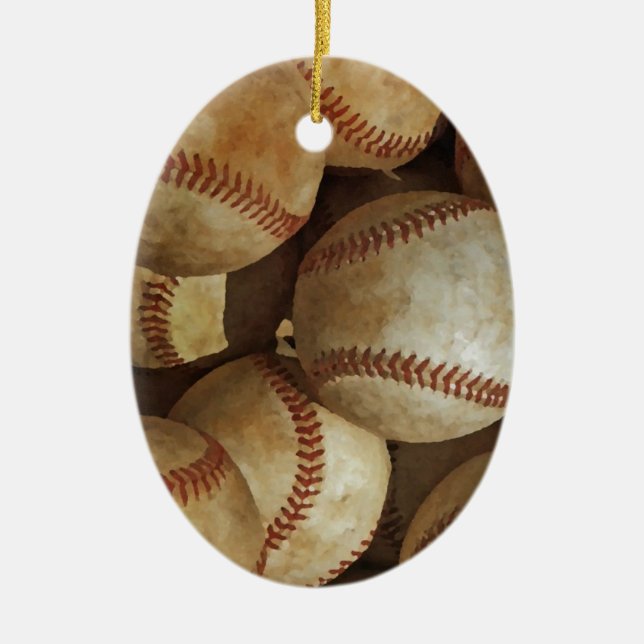 Trendy Baseball Artwork Ceramic Tree Decoration (Front)