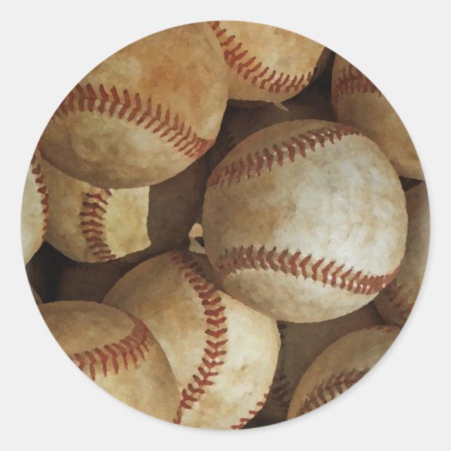 Trendy Baseball Artwork Classic Round Sticker (Front)