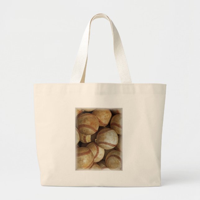 Trendy Baseball Artwork Large Tote Bag (Front)