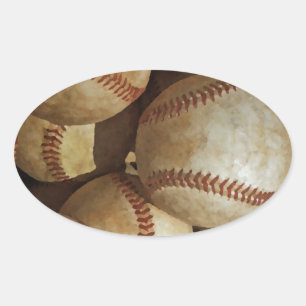 Trendy Baseball Artwork Oval Sticker