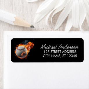 Trendy baseball ball with fire  Return Address    