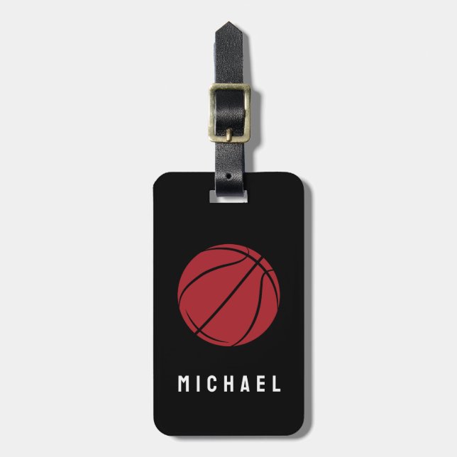 Trendy Basketball  Add Your Name  Personalised     Luggage Tag (Front Vertical)