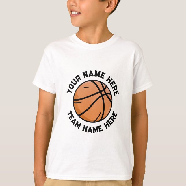 Trendy Basketball Add Your Name  Personalised T-Shirt (Front)