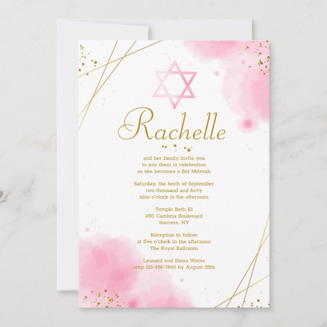 Trendy Bat Mitzvah Invitation (Front)