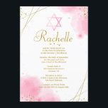 Trendy Bat Mitzvah Invitation<br><div class="desc">A watercolor invitation with whimsical, corner, flowers, gold abstract lines and dots and a Star of David. (Frame vector created by pikisuperstar - www.freepik.com). The card is easy to customise with your wording, font, font colour, paper shape options and choice of six paper types.Not exactly what you're looking for? All...</div>
