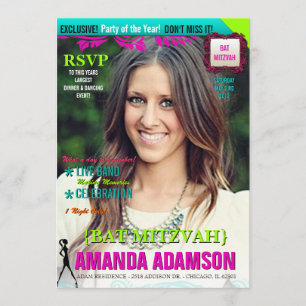 Trendy Bat Mitzvah Magazine Cover invitations