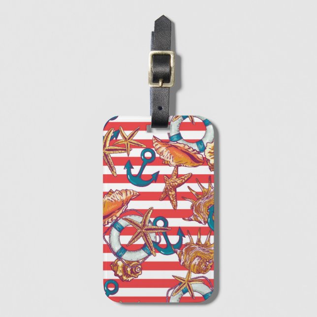 Trendy Beach Pattern Luggage Tag (Front Vertical)
