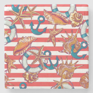 Trendy Beach Pattern Stone Coaster