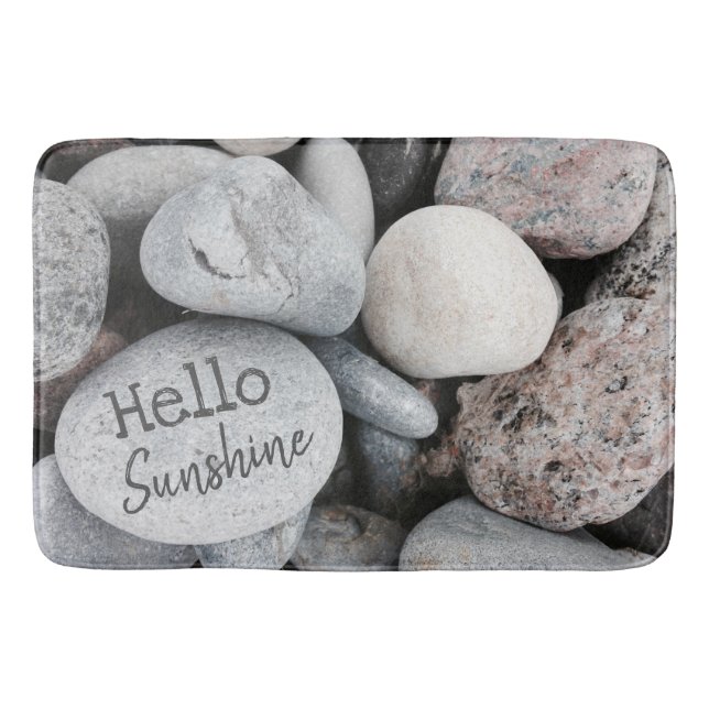 Trendy Beach Pebble Nature Photo Inspirational Bath Mat (Front)