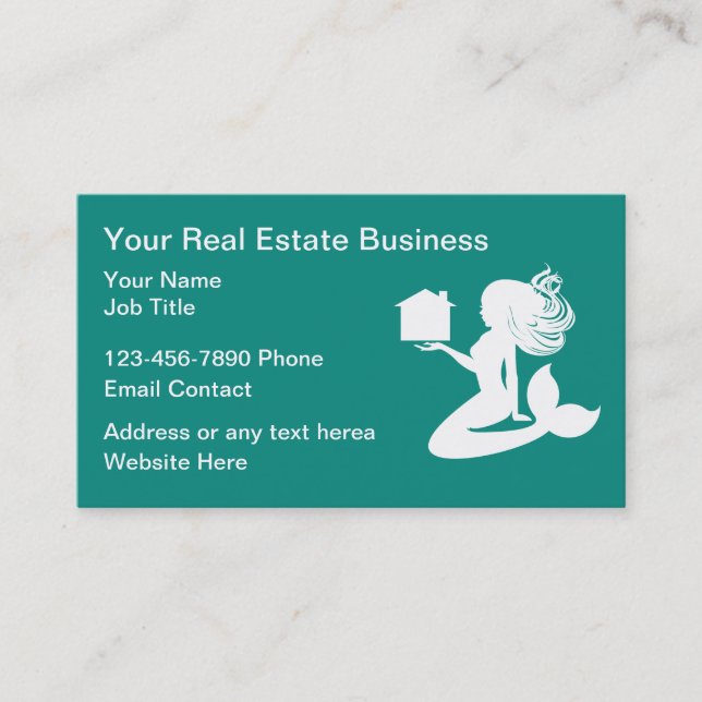 Trendy Beach Theme Real Estate Business Cards (Front)
