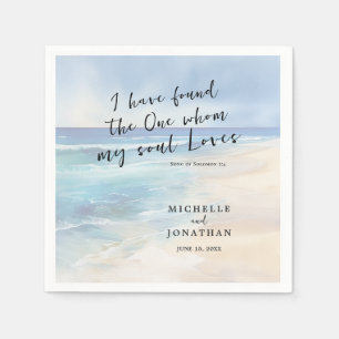 Trendy Beach Watercolor Ocean Christian Wedding Napkin