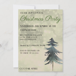 Trendy, Beautiful, Green Christmas Tree Invitation