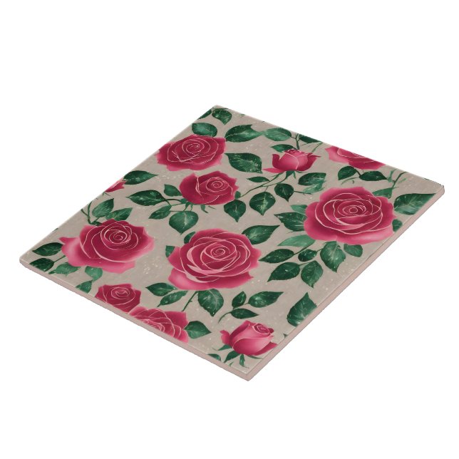 Trendy Beautiful Linen Roses Collection Tile (Side)