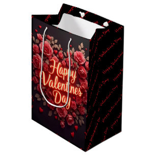 Trendy Beautiful Luxury Floral Love Collection Medium Gift Bag