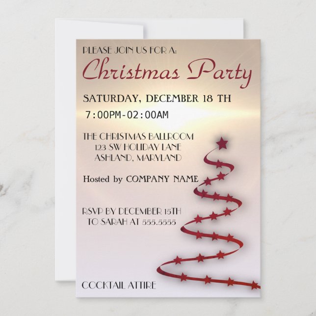  Trendy, Beautiful, Red Christmas Tree  Invitation (Front)