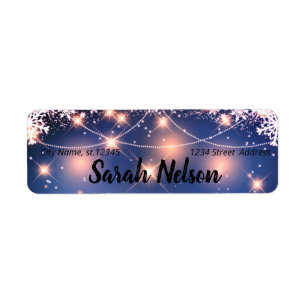 Trendy, Beautiful, Sparkly Blue Christmas Label