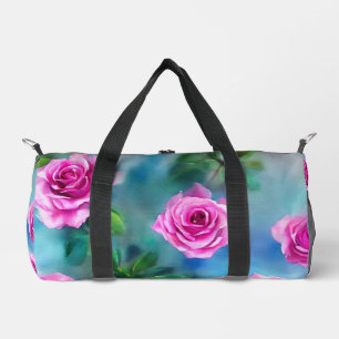 Trendy Beautiful Watercolor Pink Roses Collection Duffle Bag